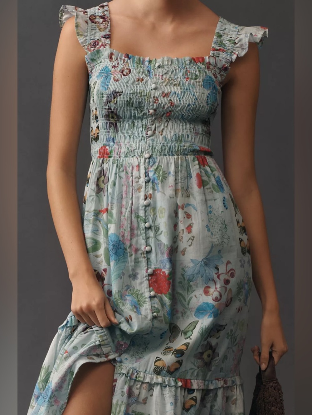 Anthropologie Blue Floral Midi Dress - Picture 4 of 4